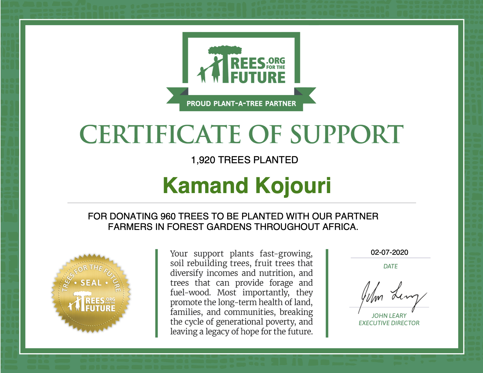 Trees Donation - Kamand Kojouri 2020